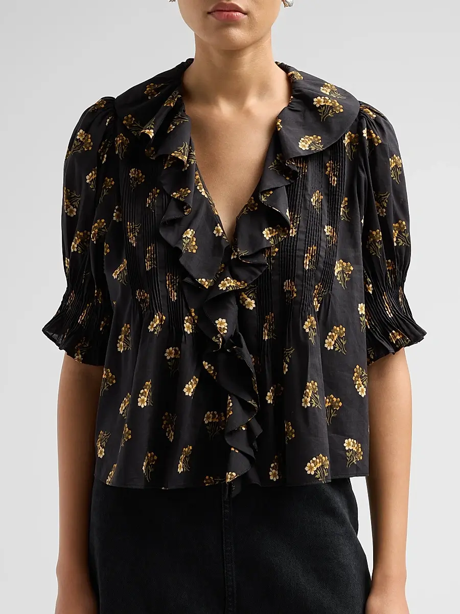 DÔEN Women's Henri Floral Ruffle Blouse | Thumbnail 5 DÔEN Women's Henri Floral Ruffle Blouse | Thumbnail 5