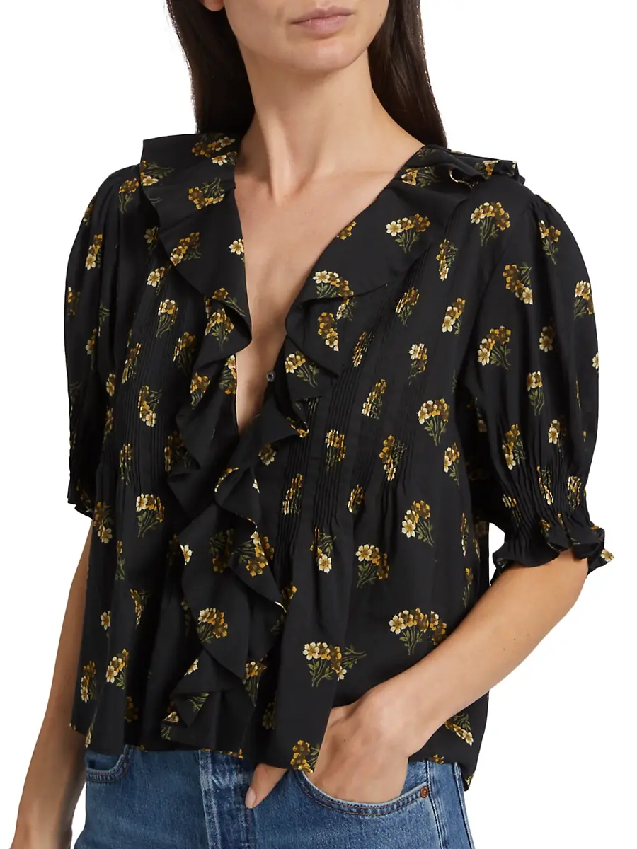 DÔEN Women's Henri Floral Ruffle Blouse | Thumbnail 6 DÔEN Women's Henri Floral Ruffle Blouse | Thumbnail 6