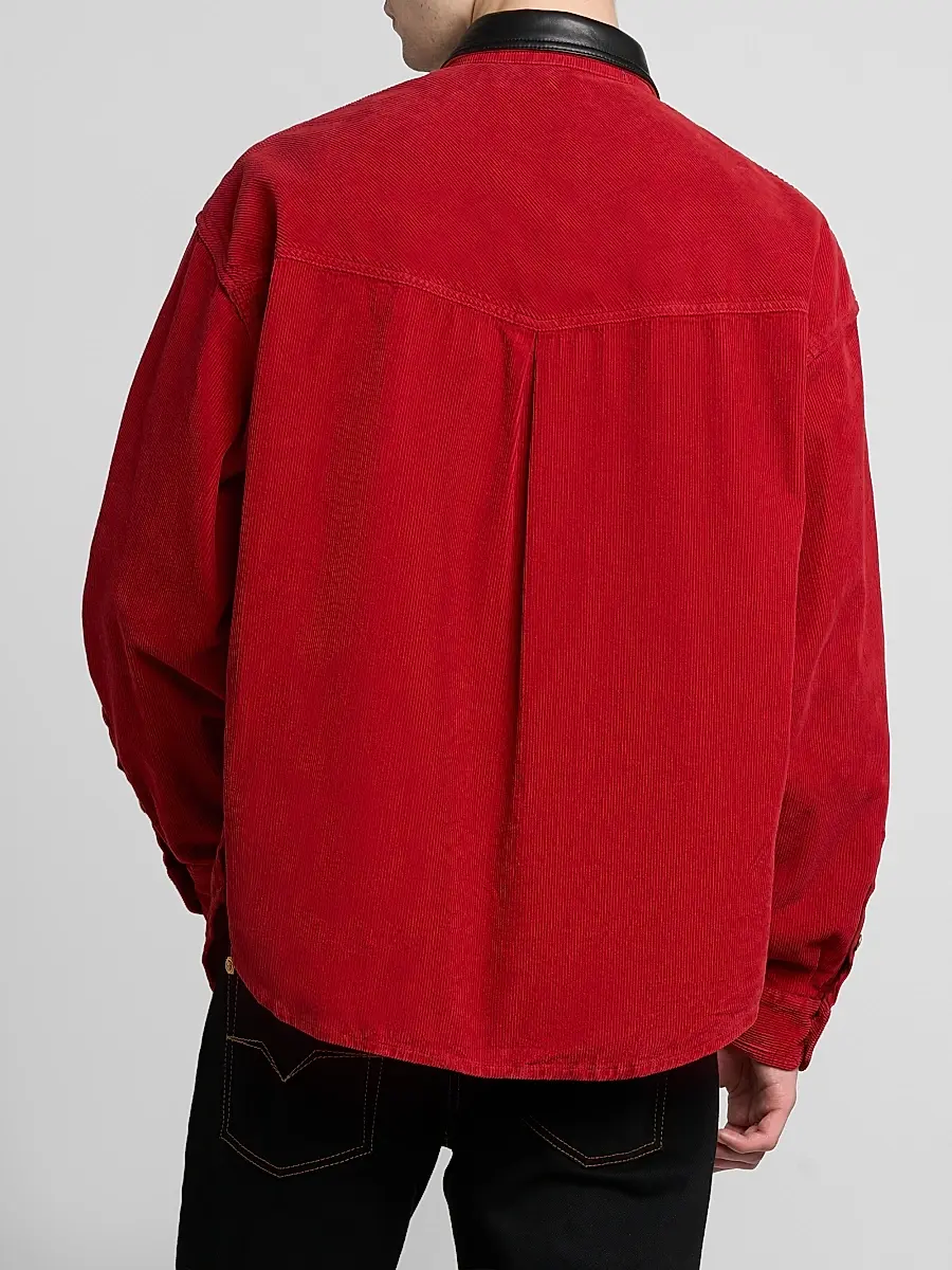 Versace Men's Contrast Collar Cotton Corduroy Shirt | Thumbnail 3 Versace Men's Contrast Collar Cotton Corduroy Shirt | Thumbnail 3