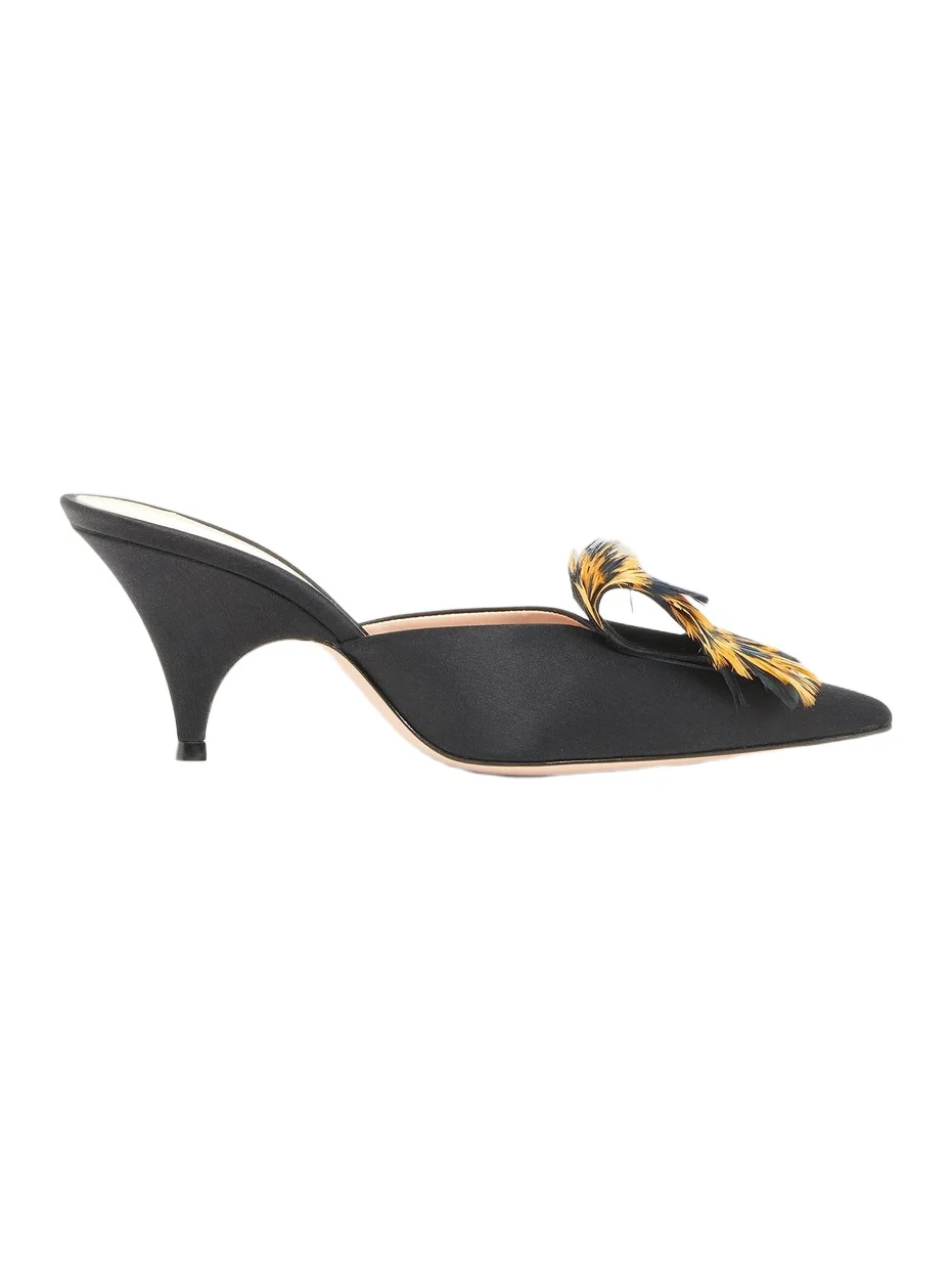 Women's 70MM Crepe Satin Stretch Mules Women's 70MM Crepe Satin Stretch Mules