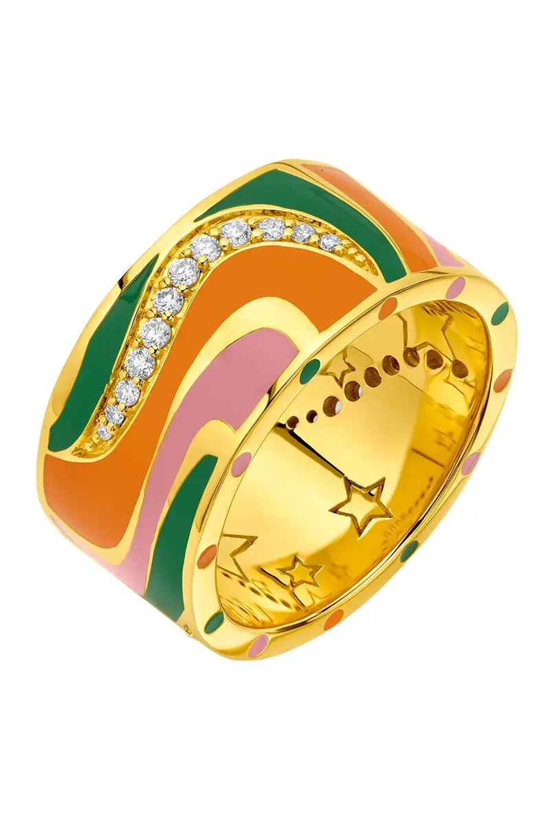 BUDDHA MAMA Diamond Pink Green Groovy Swirl Band Ring | Thumbnail 2 BUDDHA MAMA Diamond Pink Green Groovy Swirl Band Ring | Thumbnail 2
