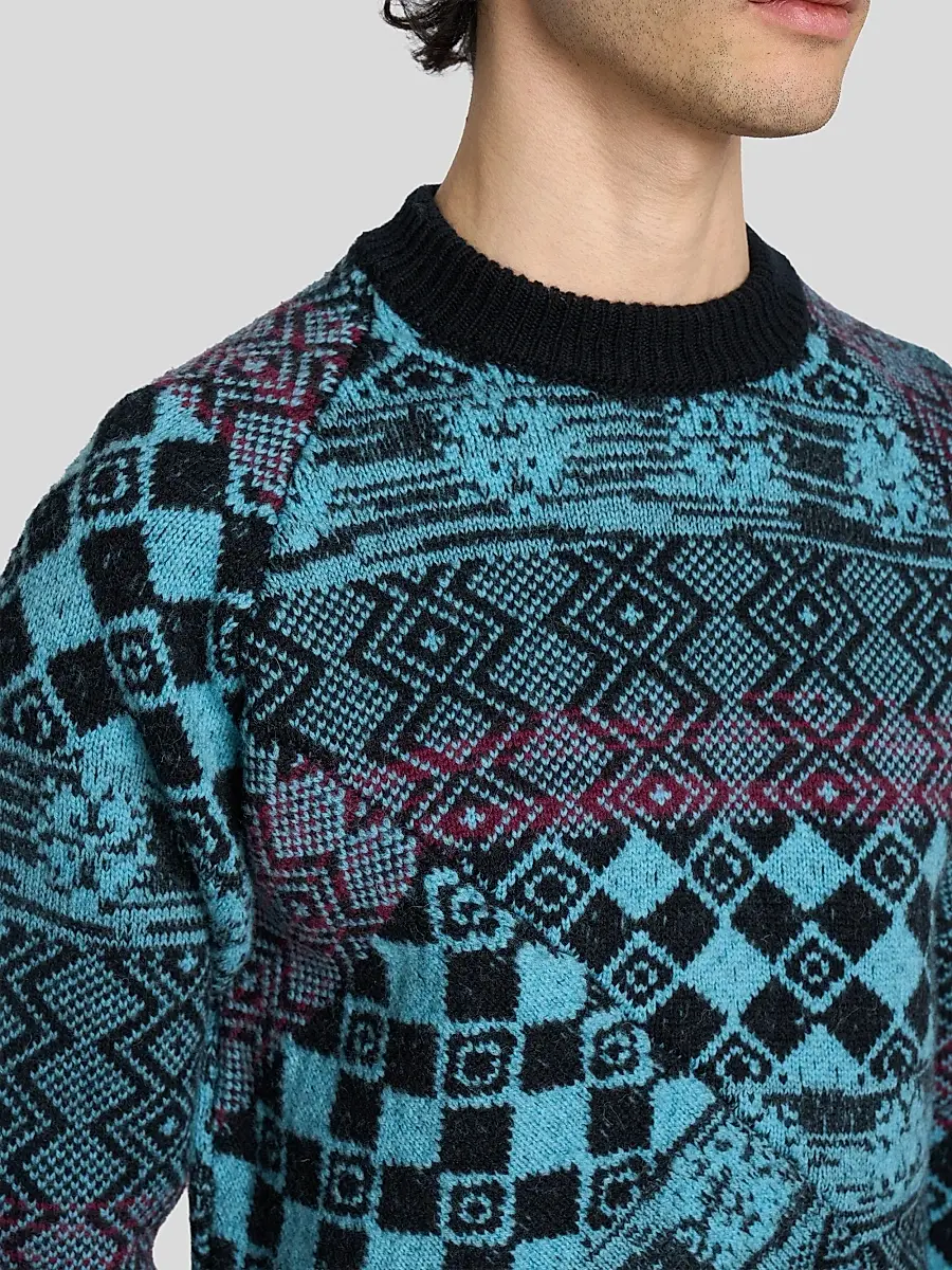 Dries Van Noten Men's Macos Patchwork Jacquard Wool Sweater | Thumbnail 5