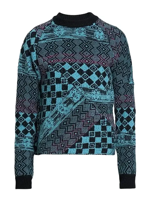 Men's Macos Patchwork Jacquard Wool Sweater Men's Macos Patchwork Jacquard Wool Sweater