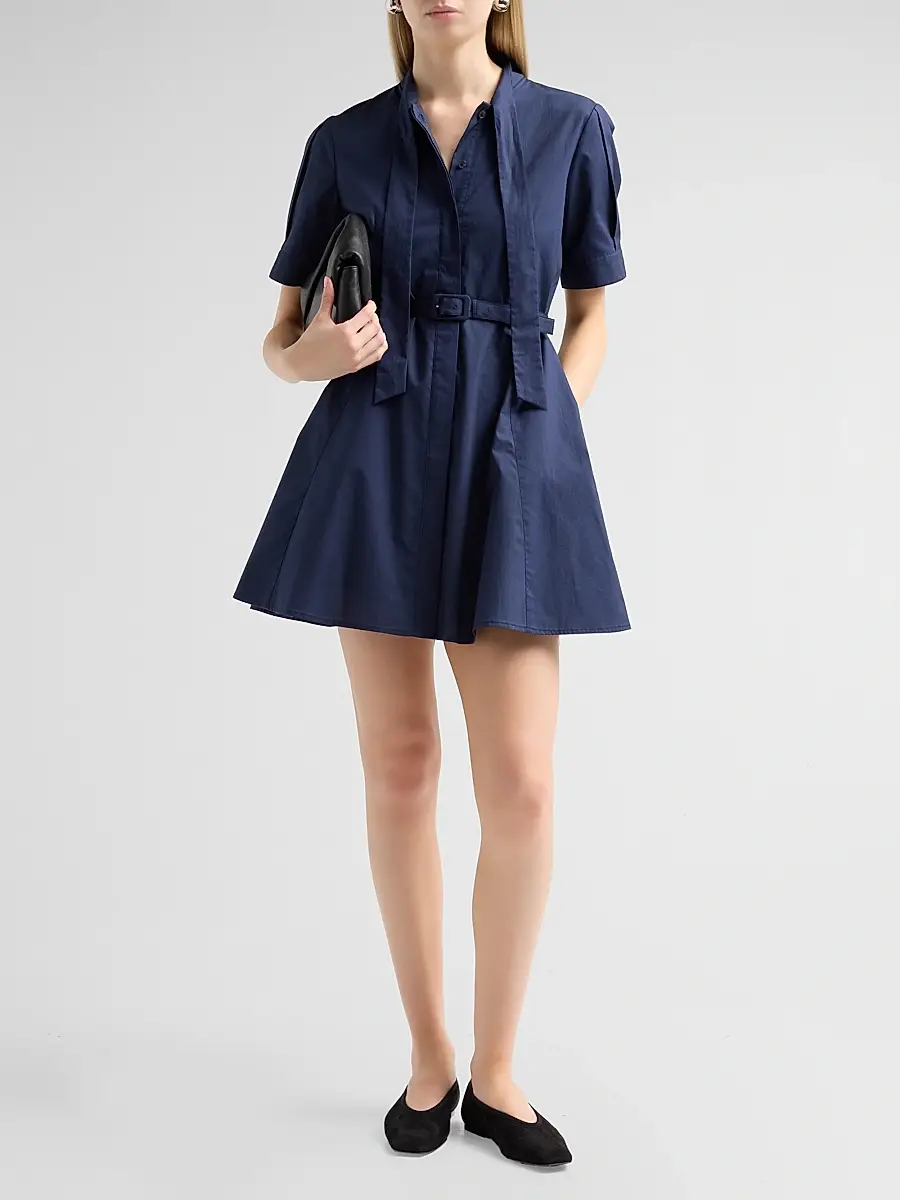 TANYA TAYLOR Women's Anna Tieneck Mini Shirtdress | Thumbnail 2