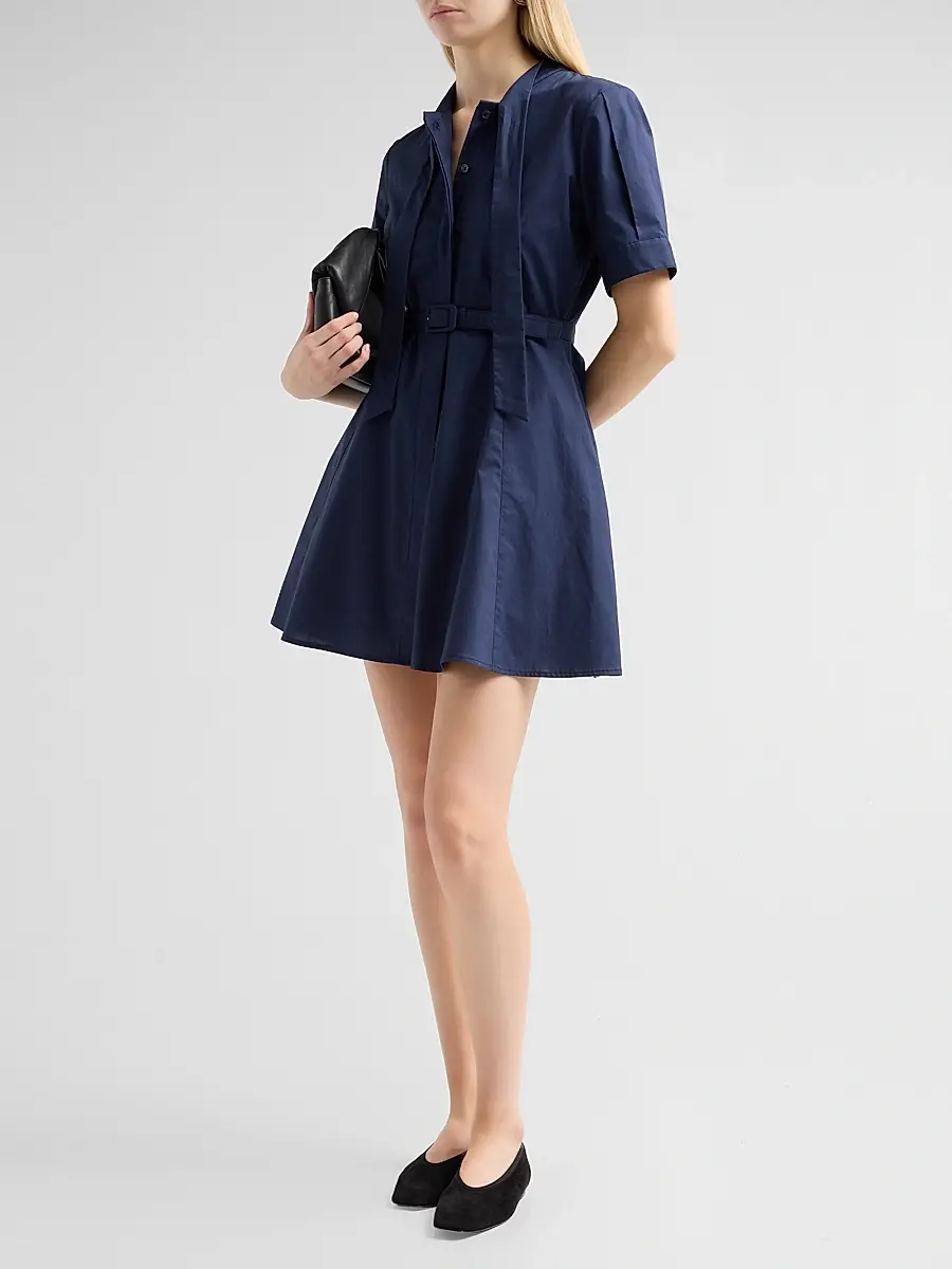 TANYA TAYLOR Women's Anna Tieneck Mini Shirtdress | Thumbnail 4