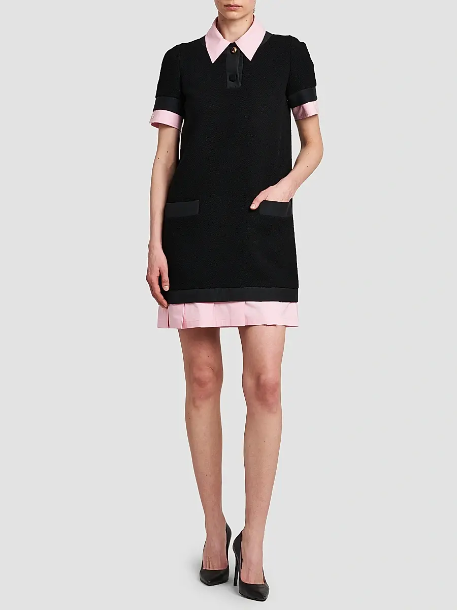 MOSCHINO Women's Contrast-Trim Wool-Blend Mini Dress | Thumbnail 2