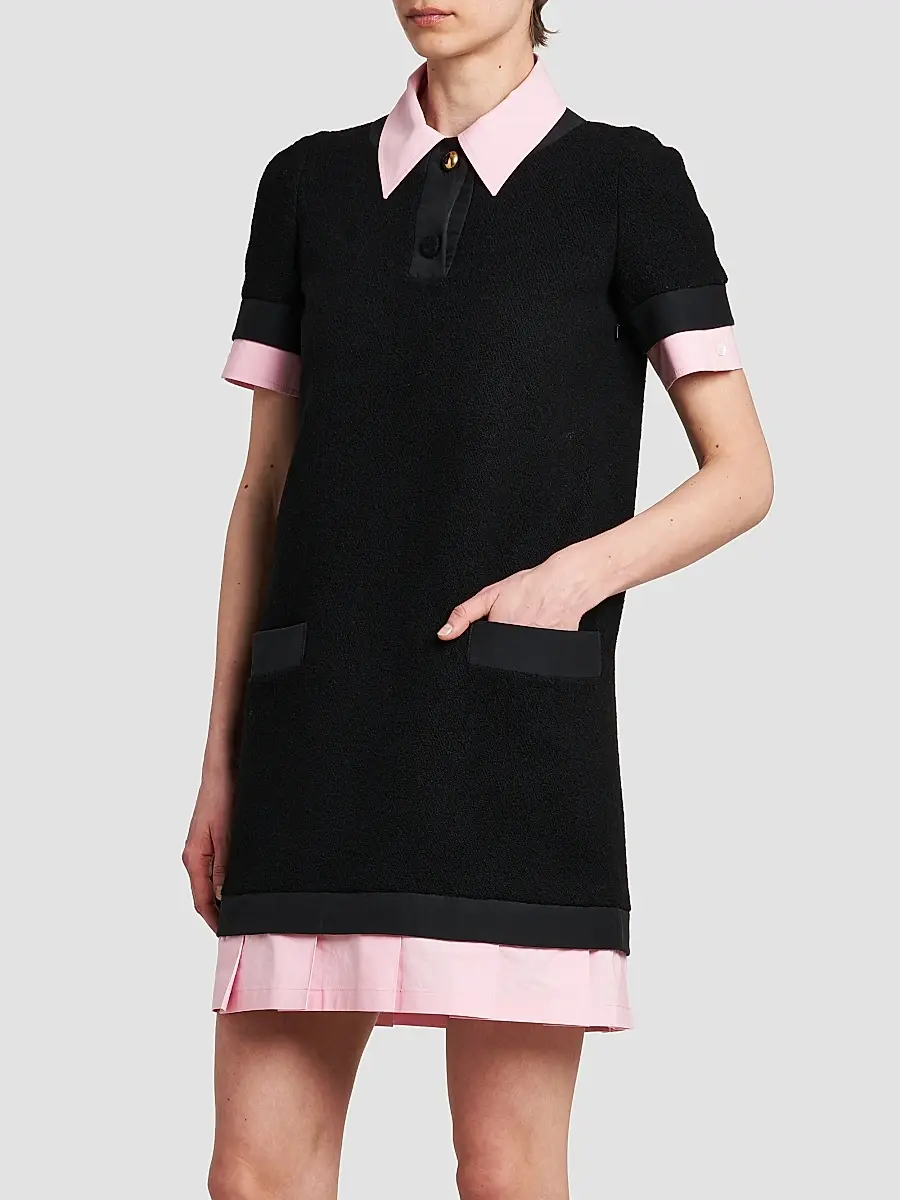 MOSCHINO Women's Contrast-Trim Wool-Blend Mini Dress | Thumbnail 4