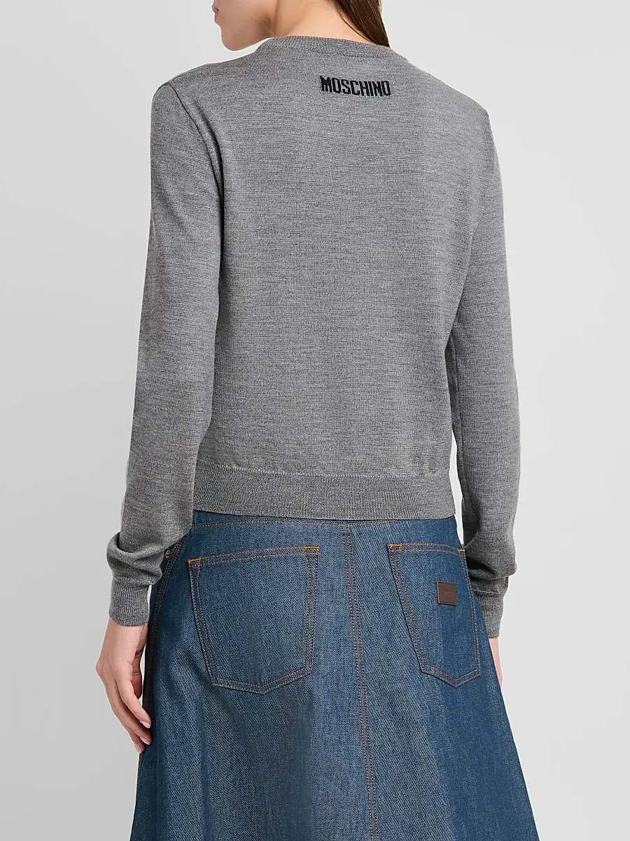 MOSCHINO Women's Trompe L'oeil Virgin Wool Sweater | Thumbnail 3 MOSCHINO Women's Trompe L'oeil Virgin Wool Sweater | Thumbnail 3