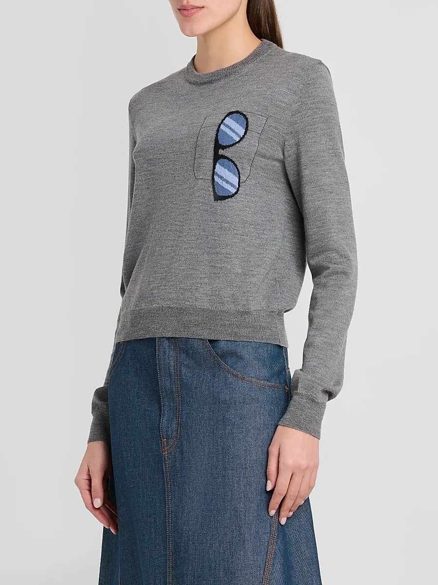 MOSCHINO Women's Trompe L'oeil Virgin Wool Sweater | Thumbnail 4 MOSCHINO Women's Trompe L'oeil Virgin Wool Sweater | Thumbnail 4