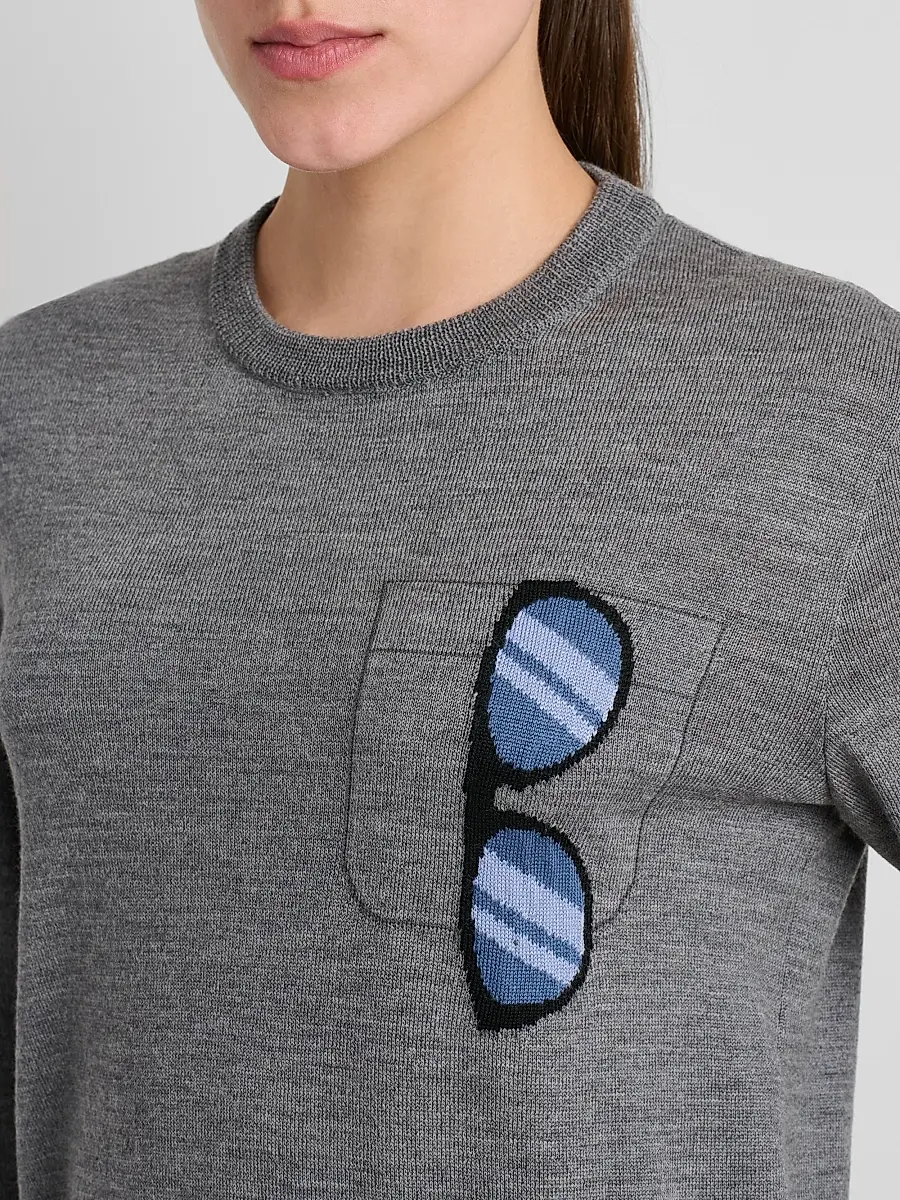 MOSCHINO Women's Trompe L'oeil Virgin Wool Sweater | Thumbnail 5 MOSCHINO Women's Trompe L'oeil Virgin Wool Sweater | Thumbnail 5