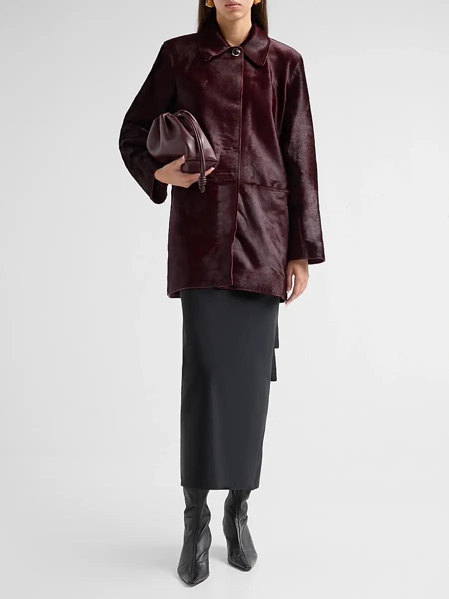 TANYA TAYLOR Women's Nadia Calf-Hair Coat | Thumbnail 2