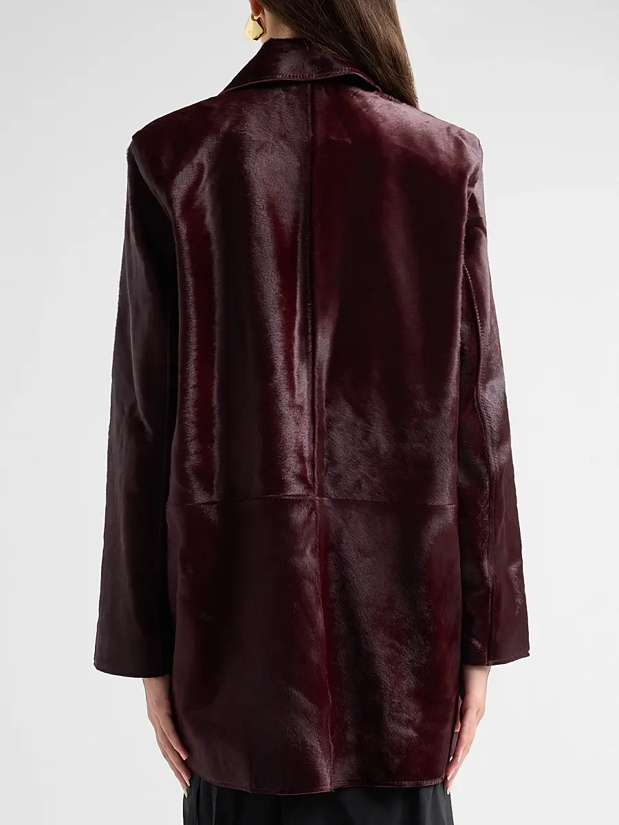 TANYA TAYLOR Women's Nadia Calf-Hair Coat | Thumbnail 3