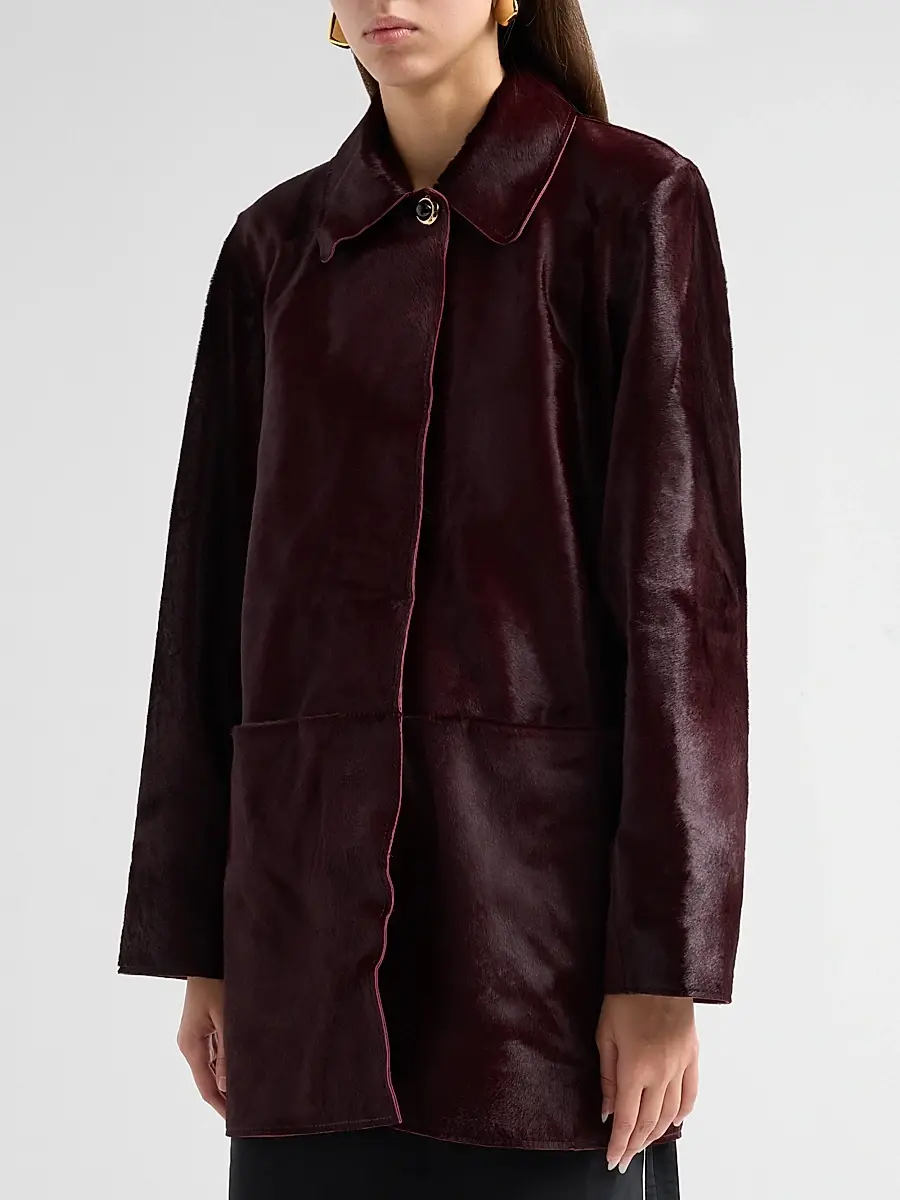 TANYA TAYLOR Women's Nadia Calf-Hair Coat | Thumbnail 4
