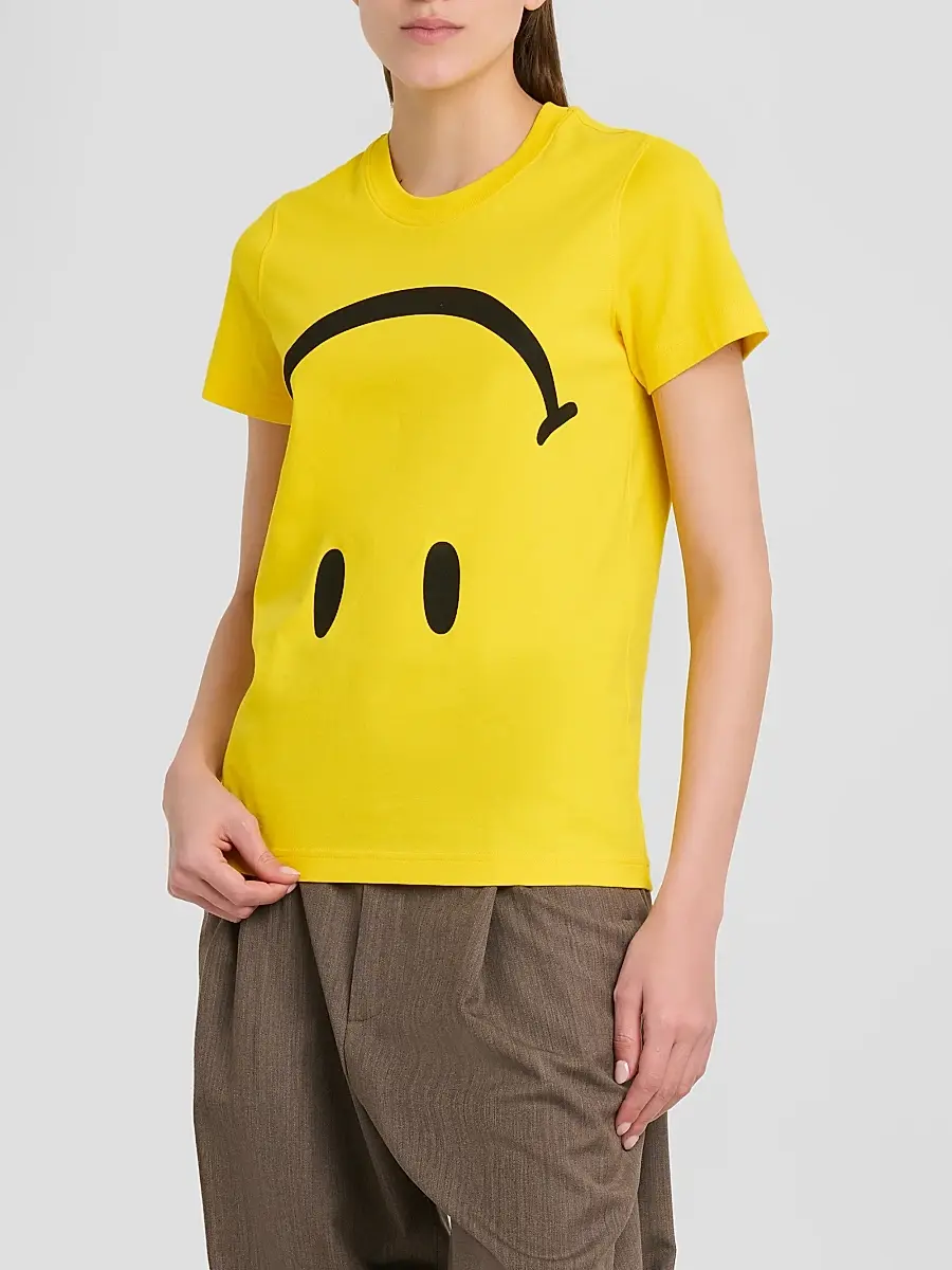 MOSCHINO Women's Upside-Down Smiley Cotton T-Shirt | Thumbnail 4 MOSCHINO Women's Upside-Down Smiley Cotton T-Shirt | Thumbnail 4