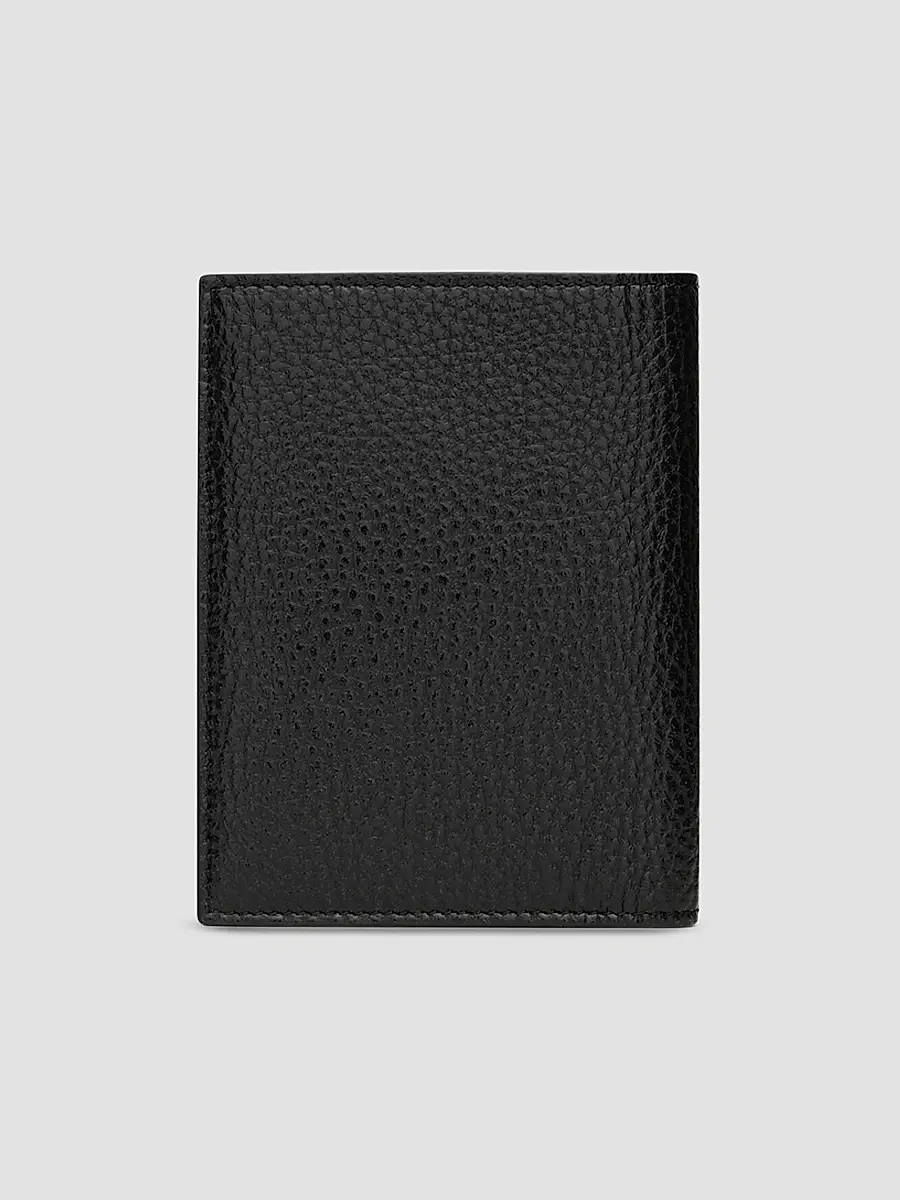 Saint Laurent Men's Tiny Cassandre Credit Card Wallet in Grained Leather - Black | Thumbnail 2 Saint Laurent Men's Tiny Cassandre Credit Card Wallet in Grained Leather - Black | Thumbnail 2