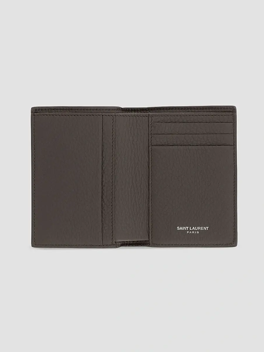 Saint Laurent Men's Tiny Cassandre Credit Card Wallet in Grained Leather - Urban Grey | Thumbnail 4 Saint Laurent Men's Tiny Cassandre Credit Card Wallet in Grained Leather - Urban Grey | Thumbnail 4