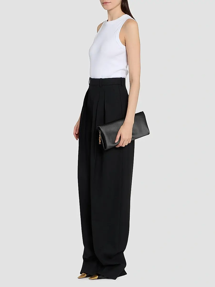 Saint Laurent Women's Evening Soft Clutch in Satin - Black | Thumbnail 2 Saint Laurent Women's Evening Soft Clutch in Satin - Black | Thumbnail 2