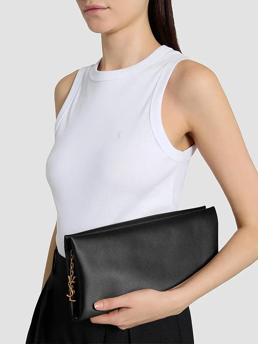 Saint Laurent Women's Evening Soft Clutch in Satin - Black | Thumbnail 3 Saint Laurent Women's Evening Soft Clutch in Satin - Black | Thumbnail 3