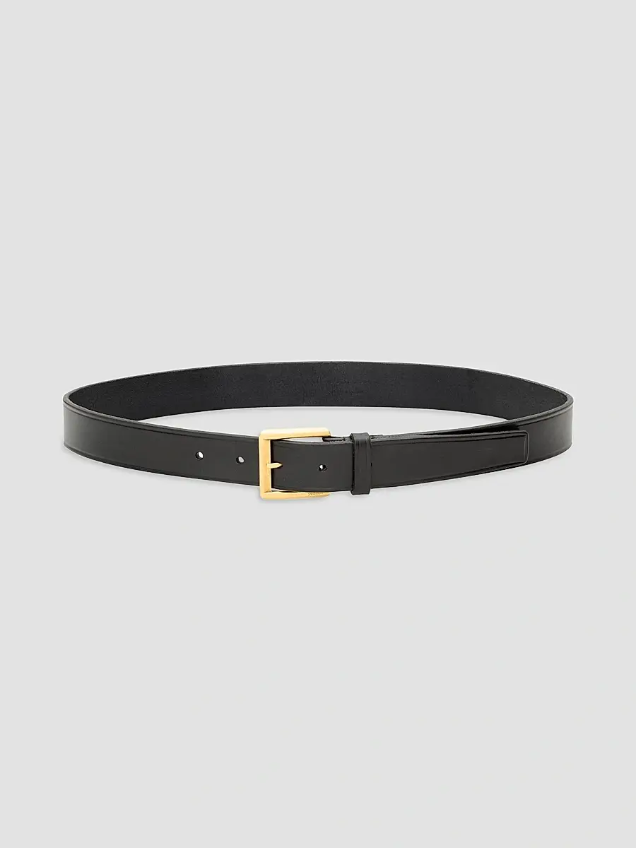 Saint Laurent Women's Rectangular Buckle Belt in Leather - Black | Thumbnail 2