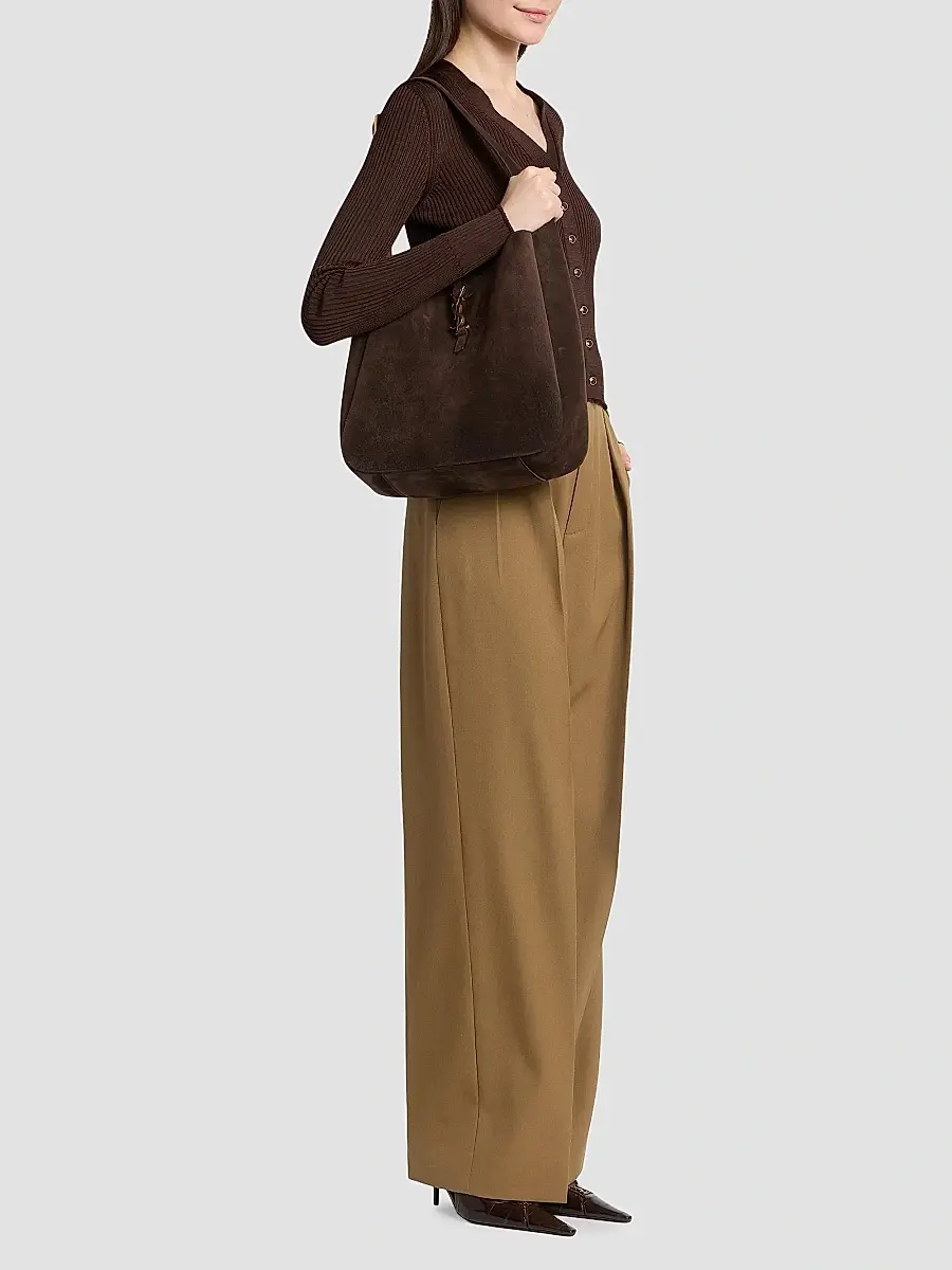 Saint Laurent Women's Le 5 ÿ 7 Supple Large Shoulder Bag in Suede - Arabica | Thumbnail 2