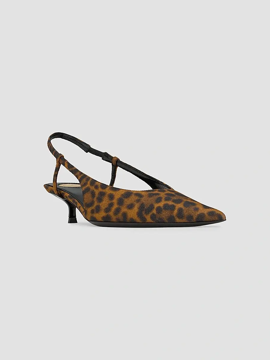 Saint Laurent Women's Secret Slingback Pumps in Leopard Grosgrain - Leopard | Thumbnail 2 Saint Laurent Women's Secret Slingback Pumps in Leopard Grosgrain - Leopard | Thumbnail 2