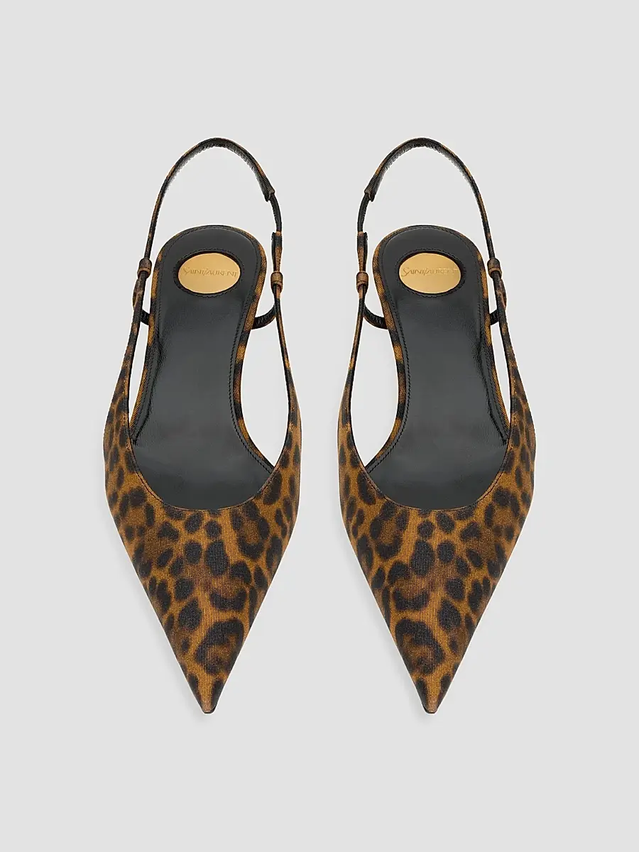 Saint Laurent Women's Secret Slingback Pumps in Leopard Grosgrain - Leopard | Thumbnail 3 Saint Laurent Women's Secret Slingback Pumps in Leopard Grosgrain - Leopard | Thumbnail 3