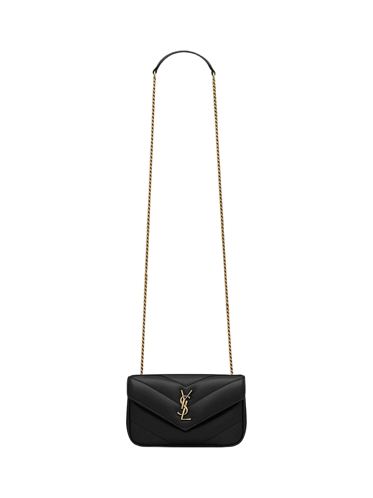 Saint Laurent Women's Loulou Mini Crossbody Bag in Lambskin - Black