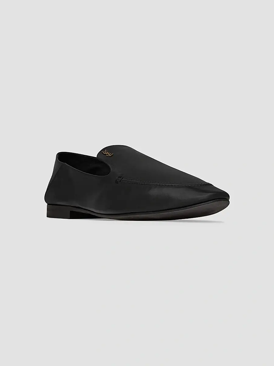 Saint Laurent Women's Alain Slippers in Smooth Leather - Black | Thumbnail 2 Saint Laurent Women's Alain Slippers in Smooth Leather - Black | Thumbnail 2