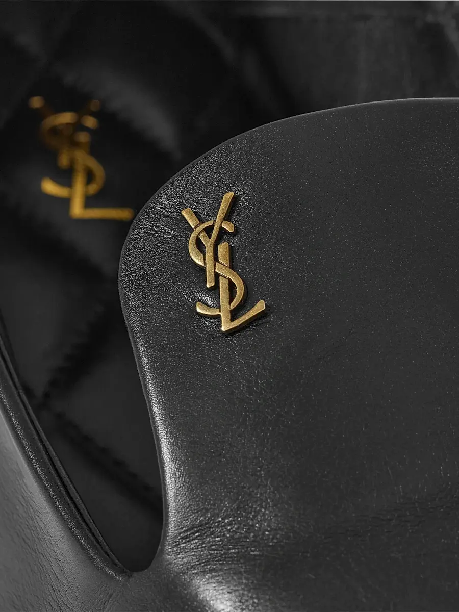 Saint Laurent Women's Alain Slippers in Smooth Leather - Black | Thumbnail 5 Saint Laurent Women's Alain Slippers in Smooth Leather - Black | Thumbnail 5