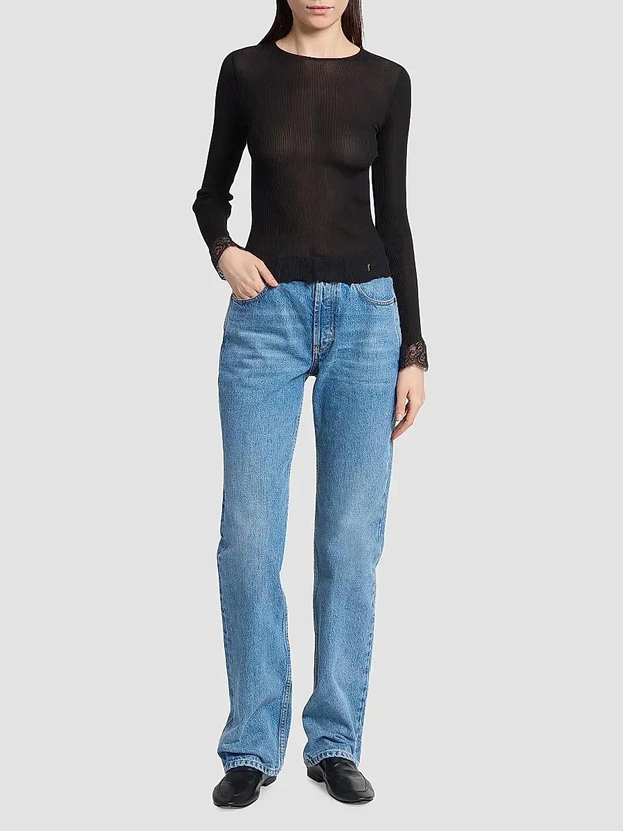 Saint Laurent Women's Alain Slippers in Smooth Leather - Black | Thumbnail 6 Saint Laurent Women's Alain Slippers in Smooth Leather - Black | Thumbnail 6