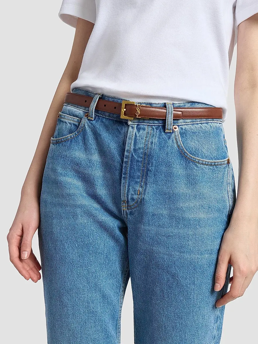 Saint Laurent Women's Cassandre Thin Reversible Belt in Smooth Leather - Black | Thumbnail 3 Saint Laurent Women's Cassandre Thin Reversible Belt in Smooth Leather - Black | Thumbnail 3