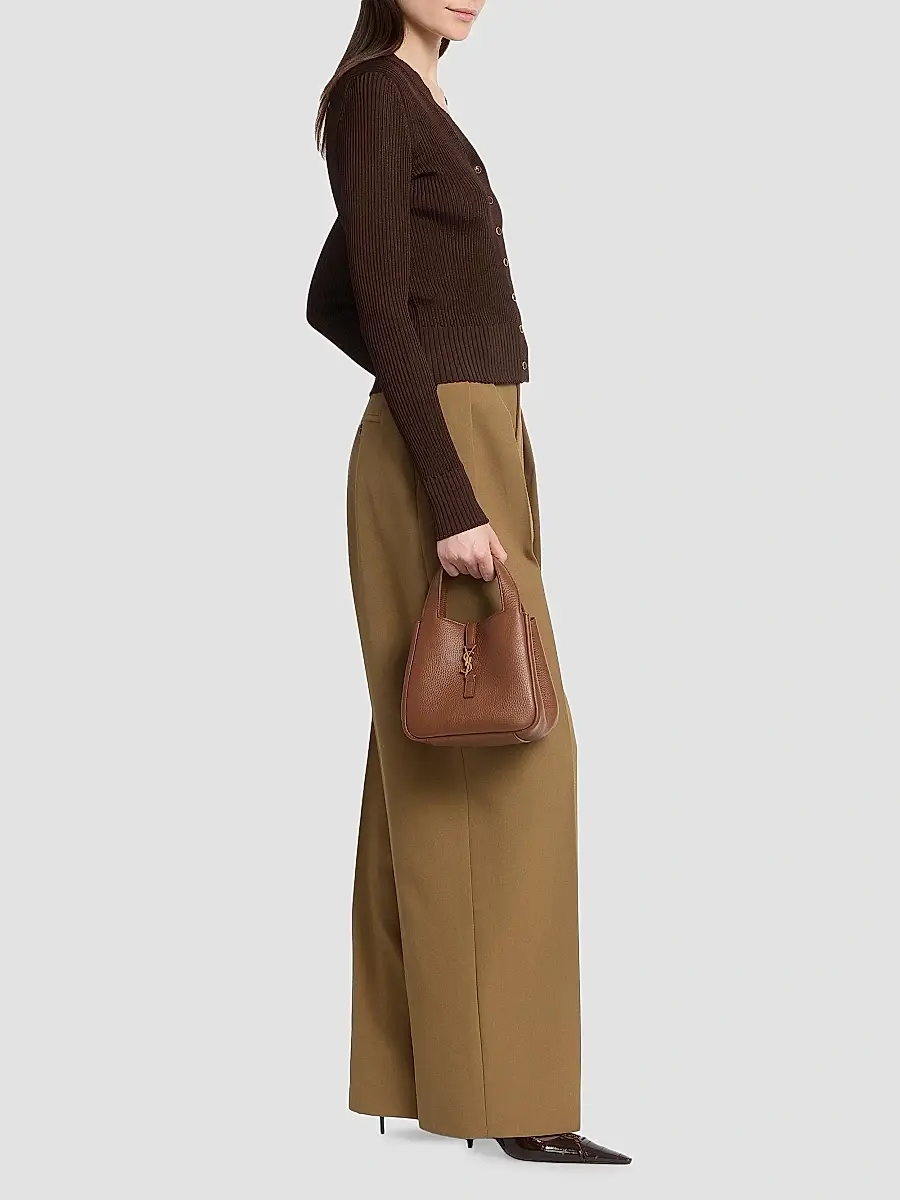 Saint Laurent Women's Le 5 À 7 Baby Bea Top Handle Bag in Grained Leather - Toasted Brown | Thumbnail 2