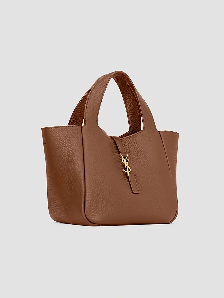 Saint Laurent Women's Le 5 À 7 Baby Bea Top Handle Bag in Grained Leather - Toasted Brown | Thumbnail 4