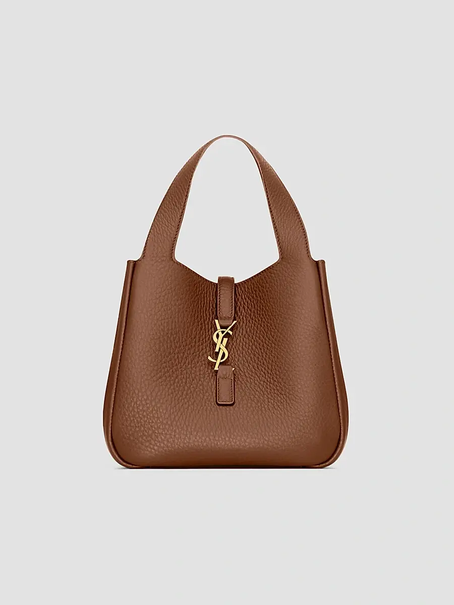 Saint Laurent Women's Le 5 À 7 Baby Bea Top Handle Bag in Grained Leather - Toasted Brown | Thumbnail 6