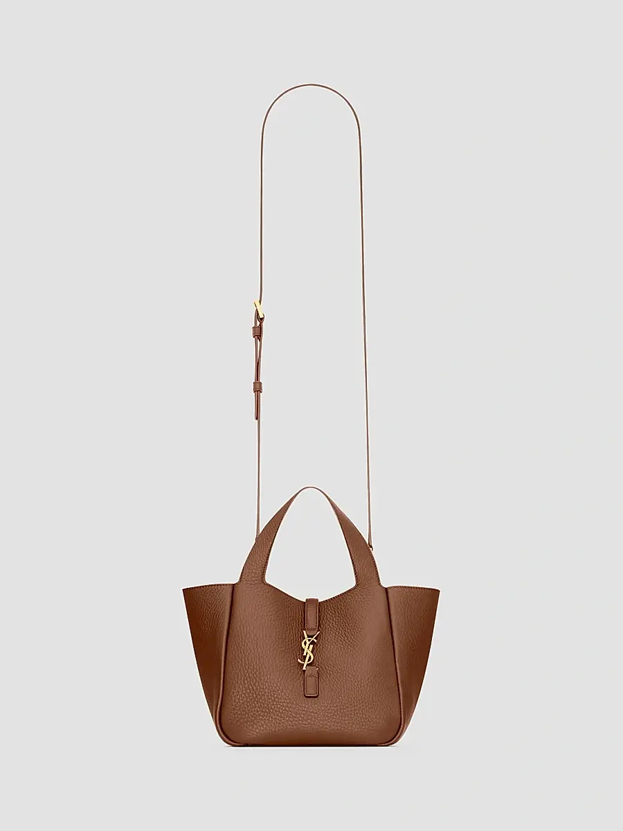 Saint Laurent Women's Le 5 À 7 Baby Bea Top Handle Bag in Grained Leather - Toasted Brown | Thumbnail 7