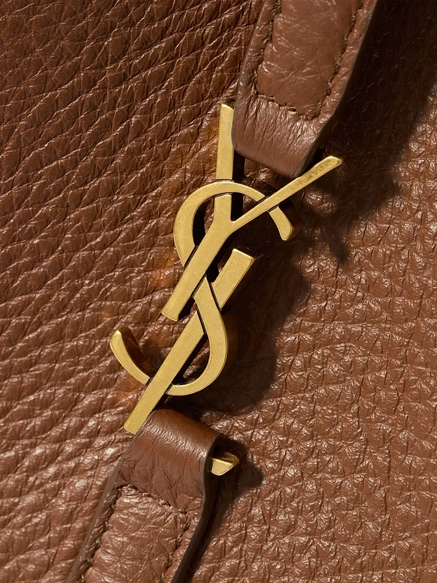 Saint Laurent Women's Le 5 À 7 Baby Bea Top Handle Bag in Grained Leather - Toasted Brown | Thumbnail 8
