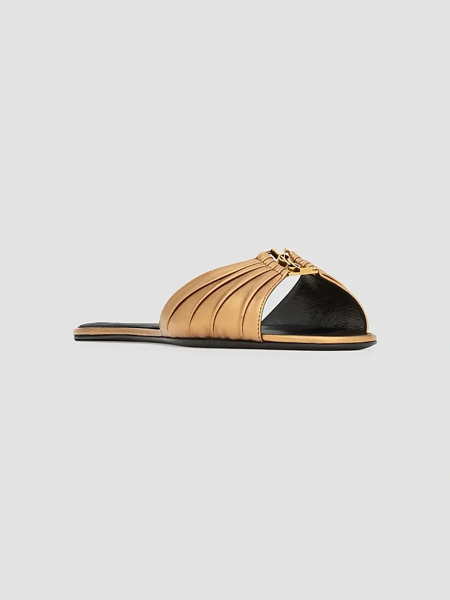 Saint Laurent Women's Babylone Slides in Metallic Leather - Metal Persian | Thumbnail 2 Saint Laurent Women's Babylone Slides in Metallic Leather - Metal Persian | Thumbnail 2