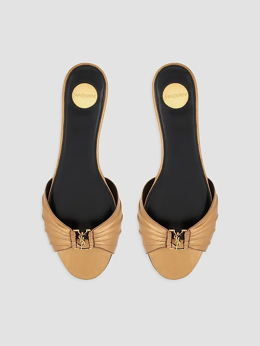 Saint Laurent Women's Babylone Slides in Metallic Leather - Metal Persian | Thumbnail 3 Saint Laurent Women's Babylone Slides in Metallic Leather - Metal Persian | Thumbnail 3