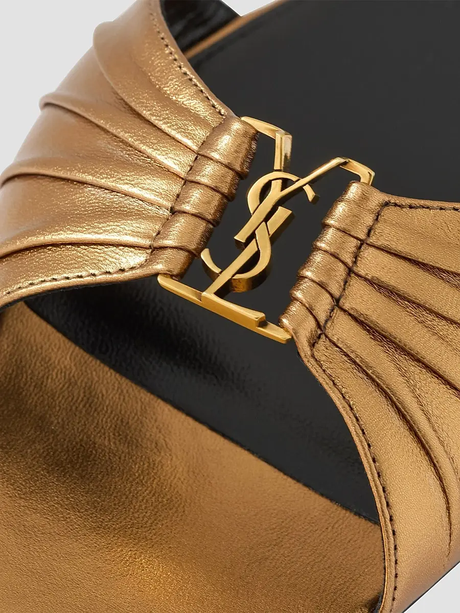 Saint Laurent Women's Babylone Slides in Metallic Leather - Metal Persian | Thumbnail 4 Saint Laurent Women's Babylone Slides in Metallic Leather - Metal Persian | Thumbnail 4