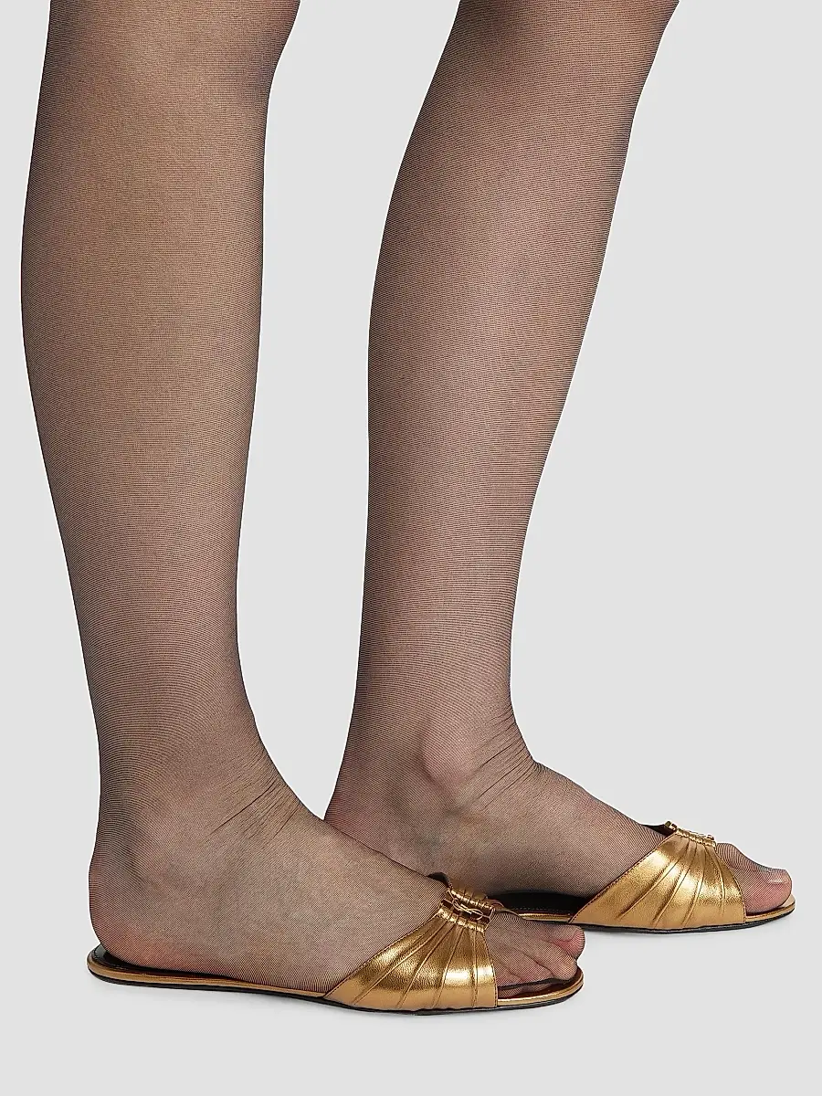Saint Laurent Women's Babylone Slides in Metallic Leather - Metal Persian | Thumbnail 5 Saint Laurent Women's Babylone Slides in Metallic Leather - Metal Persian | Thumbnail 5
