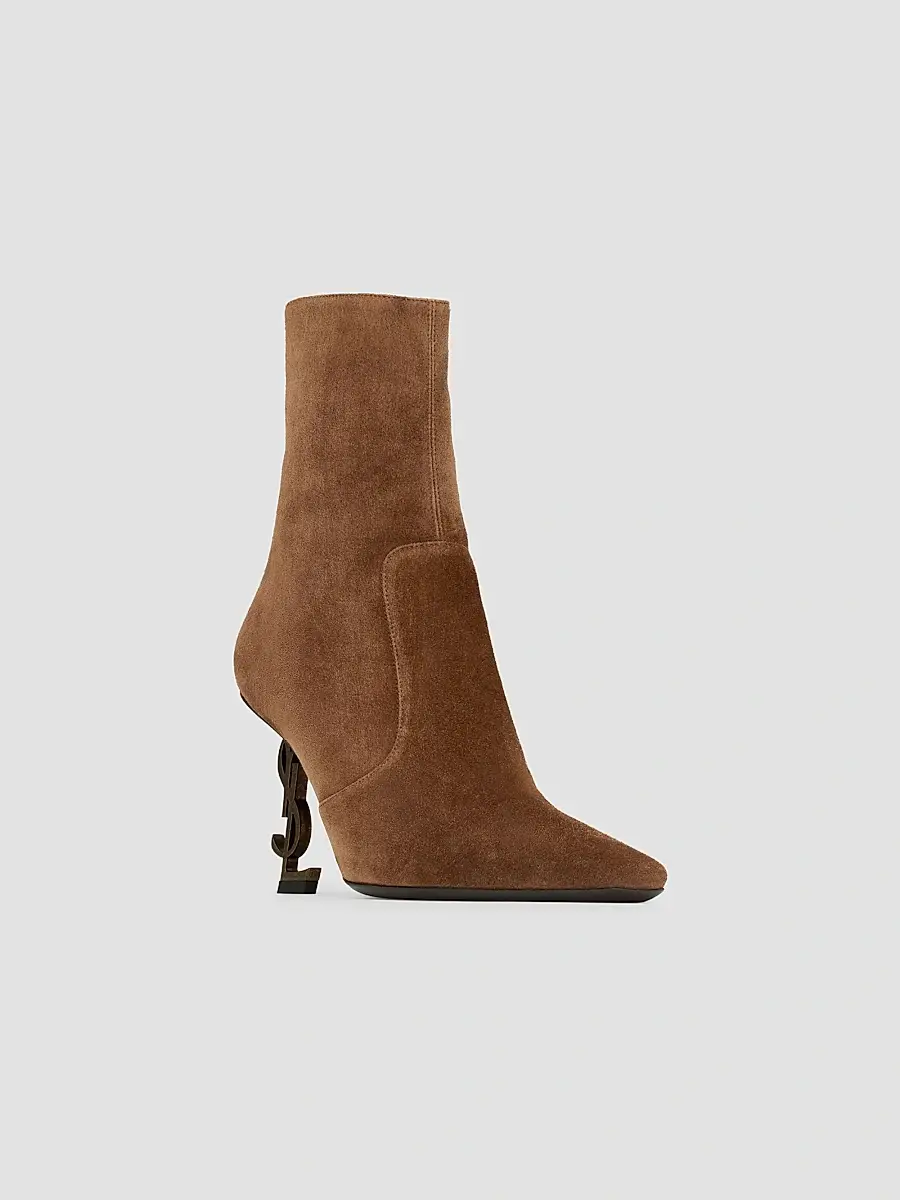Saint Laurent Women's Opyum Booties in Suede - Dark Havana | Thumbnail 2 Saint Laurent Women's Opyum Booties in Suede - Dark Havana | Thumbnail 2