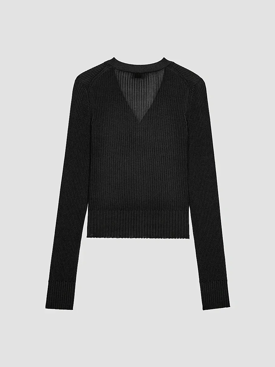 Saint Laurent Women's Cardigan in Ribbed Knit - Noir | Thumbnail 3 Saint Laurent Women's Cardigan in Ribbed Knit - Noir | Thumbnail 3