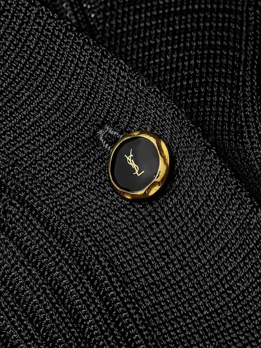 Saint Laurent Women's Cardigan in Ribbed Knit - Noir | Thumbnail 7 Saint Laurent Women's Cardigan in Ribbed Knit - Noir | Thumbnail 7