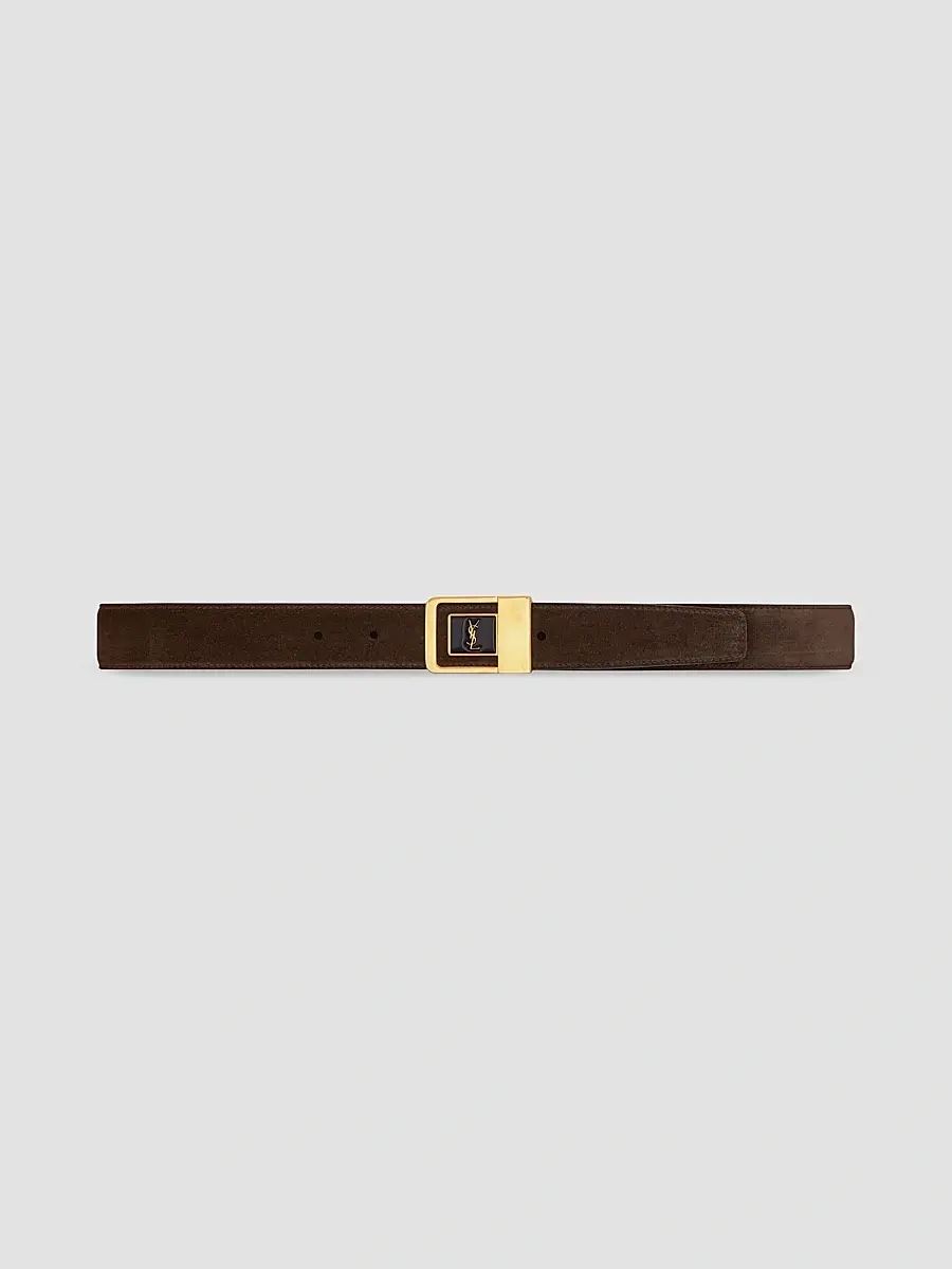 Saint Laurent Women's La 66 Buckle Belt in Suede - Dark Brown | Thumbnail 3 Saint Laurent Women's La 66 Buckle Belt in Suede - Dark Brown | Thumbnail 3