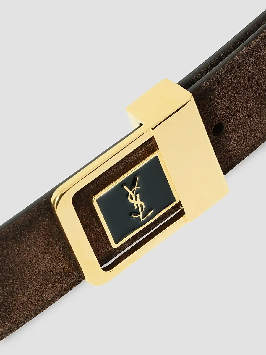 Saint Laurent Women's La 66 Buckle Belt in Suede - Dark Brown | Thumbnail 4 Saint Laurent Women's La 66 Buckle Belt in Suede - Dark Brown | Thumbnail 4