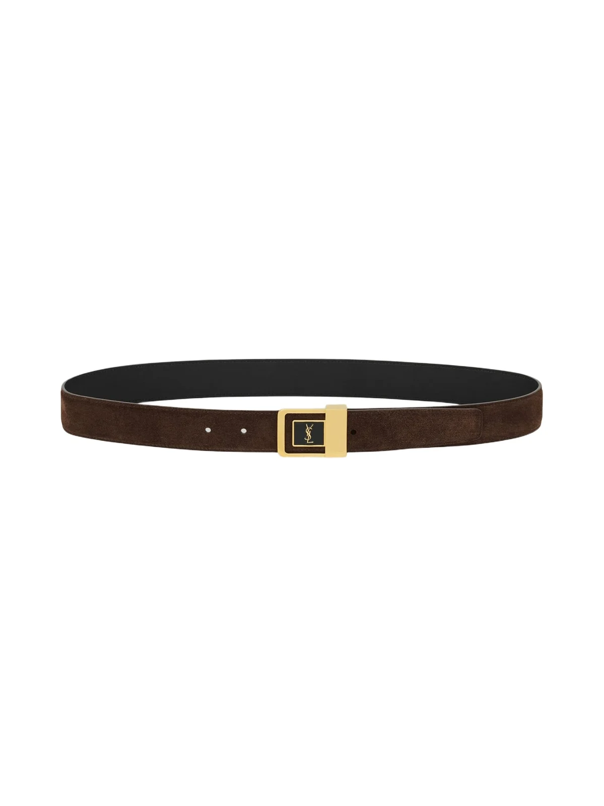 Saint Laurent Women's La 66 Buckle Belt in Suede - Dark Brown