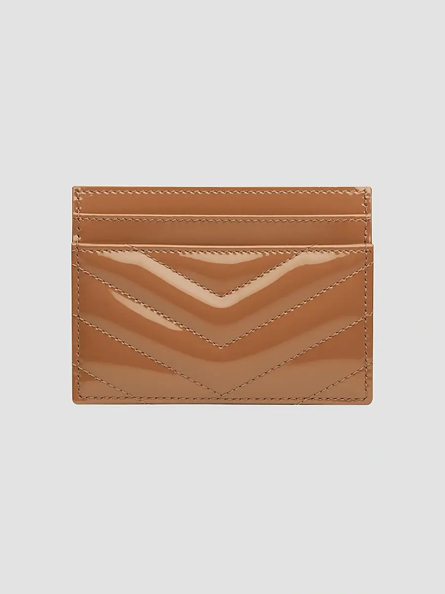 Saint Laurent Women's Cassandre Card Case in Patent Leather - Faded Brick | Thumbnail 2 Saint Laurent Women's Cassandre Card Case in Patent Leather - Faded Brick | Thumbnail 2