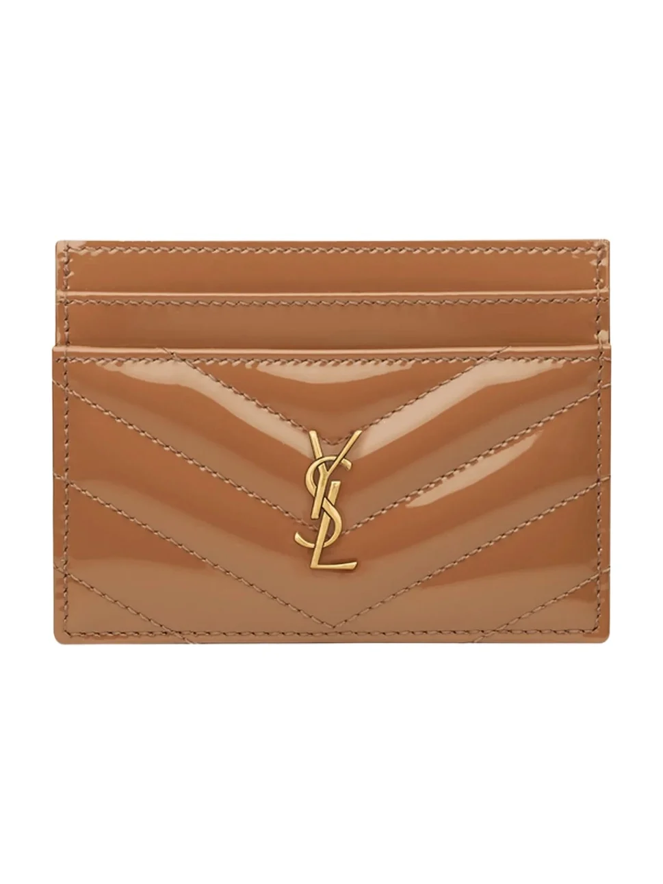 Saint Laurent Women's Cassandre Card Case in Patent Leather - Faded Brick
