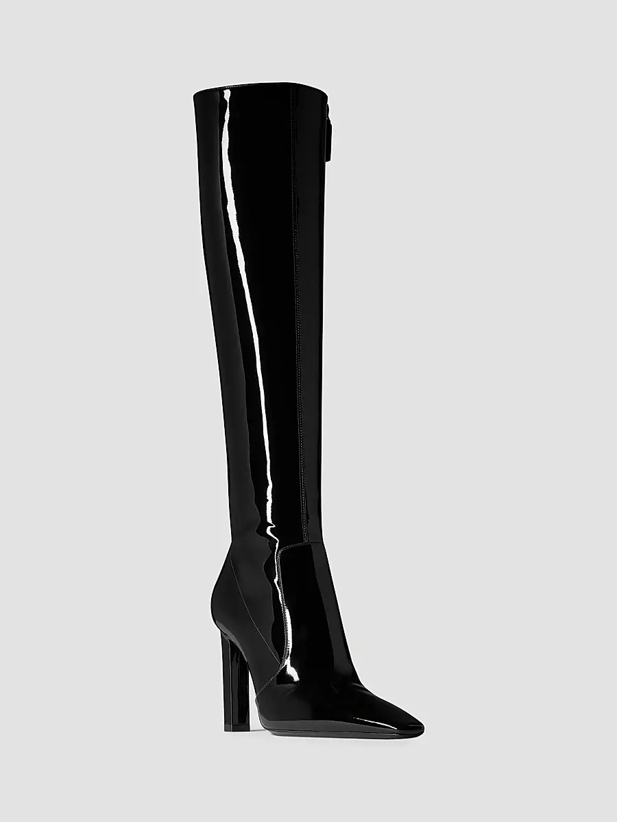 Saint Laurent Women's Francoise Boots in Patent Leather - Black | Thumbnail 2