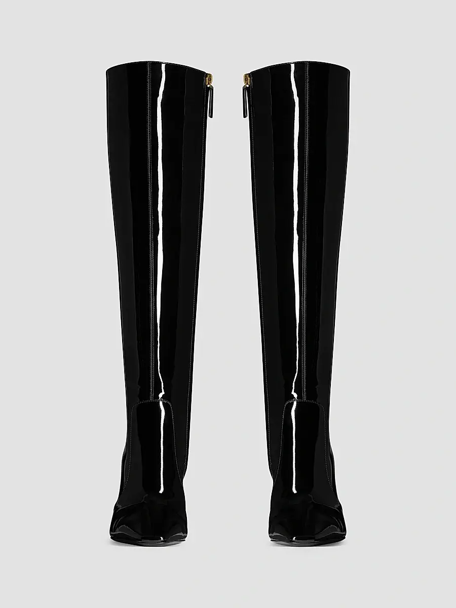 Saint Laurent Women's Francoise Boots in Patent Leather - Black | Thumbnail 3